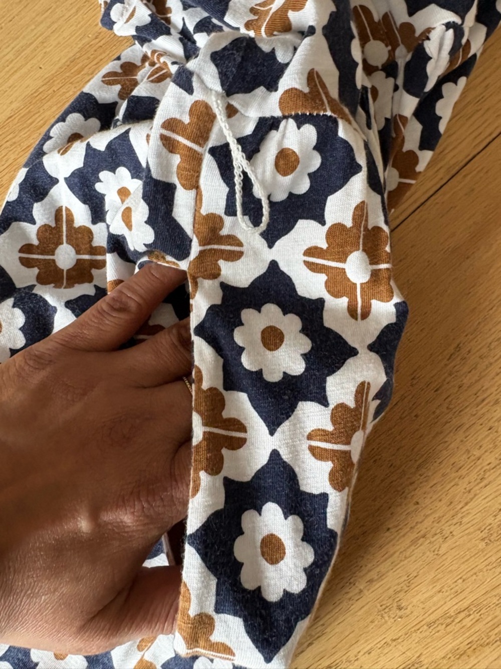 Boden Sleeveless V-Neck Maxi Dress in Navy and Brown Tile Print - Picture 9 of 9